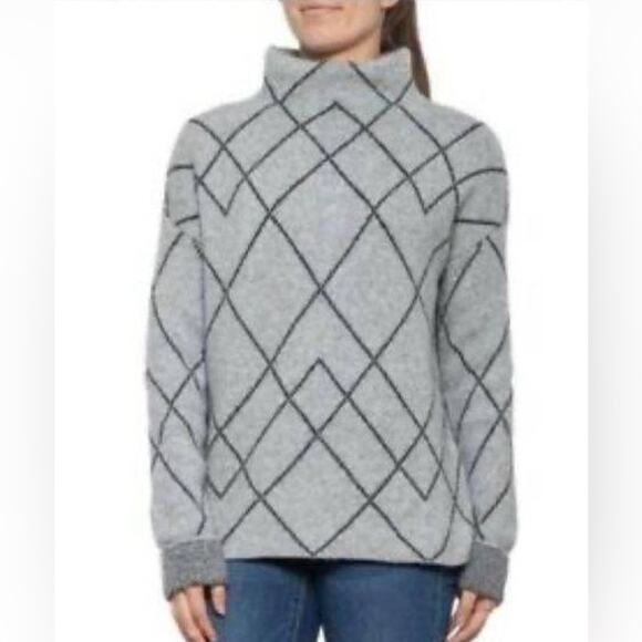 Christian Siriano Arlington Argyle Merino Wool Mock Neck Sweater Small - Picture 1 of 7